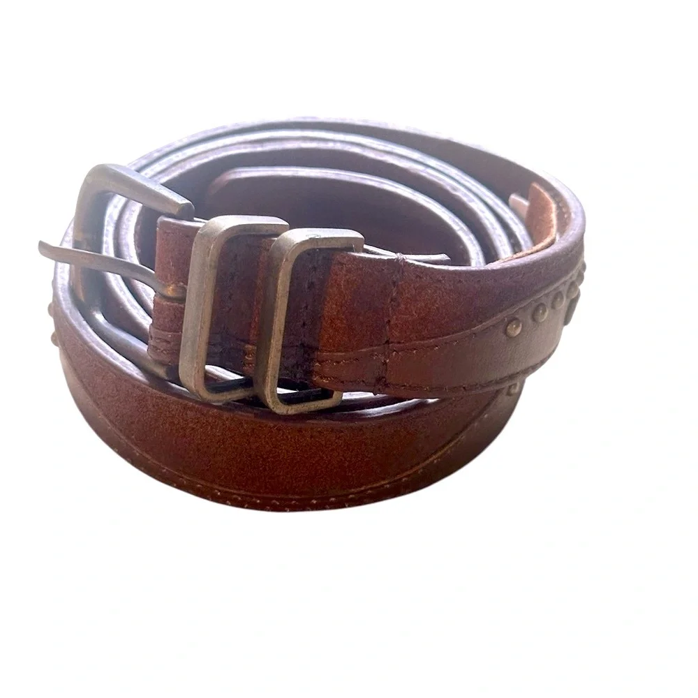 Free People Leather & Suede Belt | Flattering Grommets and Studs | Brown | M/L